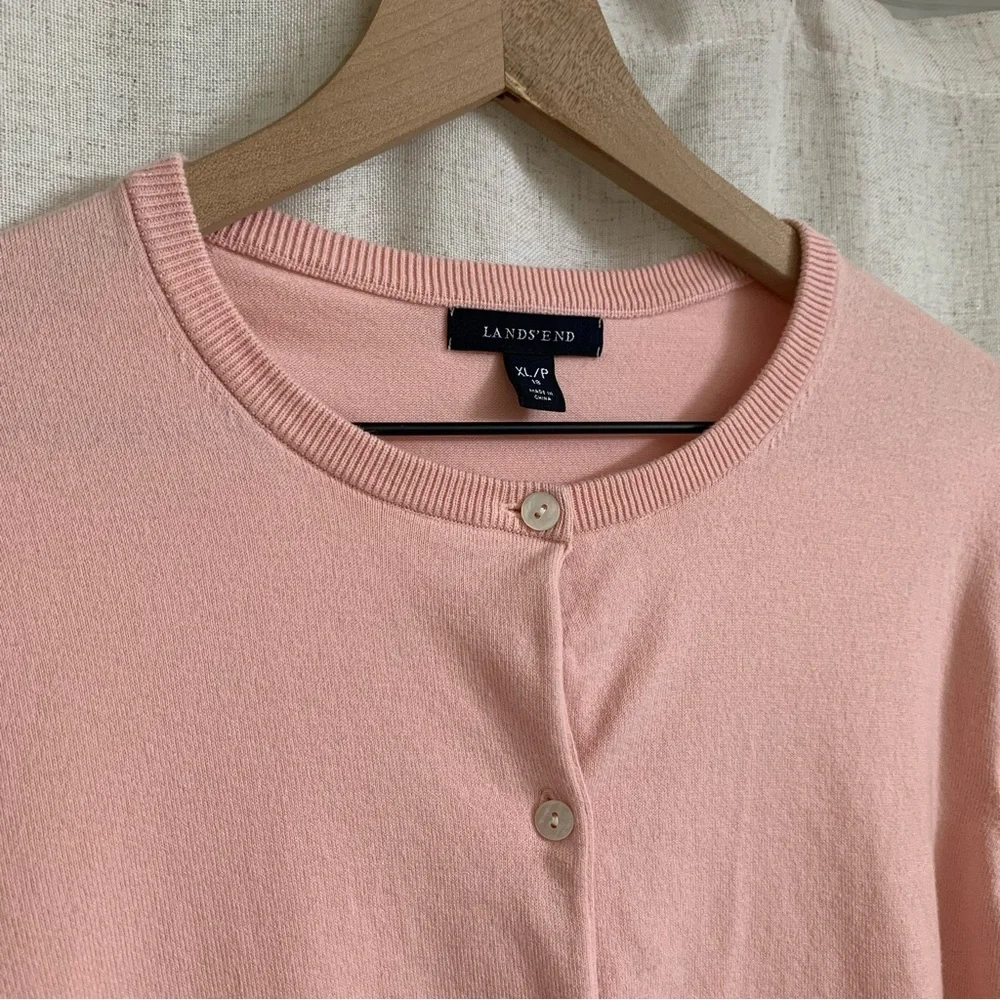 Land’s End Baby Pink Baumwolle Button Down Cardigan XLP Petite - Picture 4 of 4